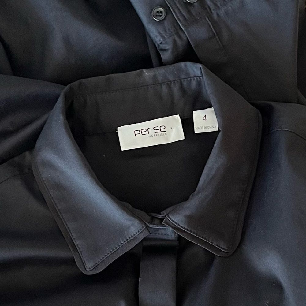 Per Se By Carlisle Black Button Front Blouse With… - image 8